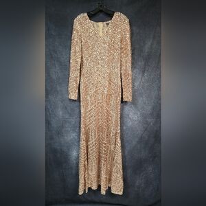 Boohoo Gold Sequin Long Sleeve Dress